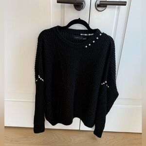 Mustard Seed Black Sweater with Pearls